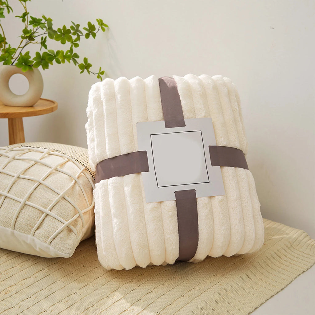 Fleece Throw Blanket, Extra Soft Lightweight Blanket with Strip, Plush Fuzzy Cozy Blankets and Throws for Couch, Bed, Sofa Cozy, Warm and Breathable