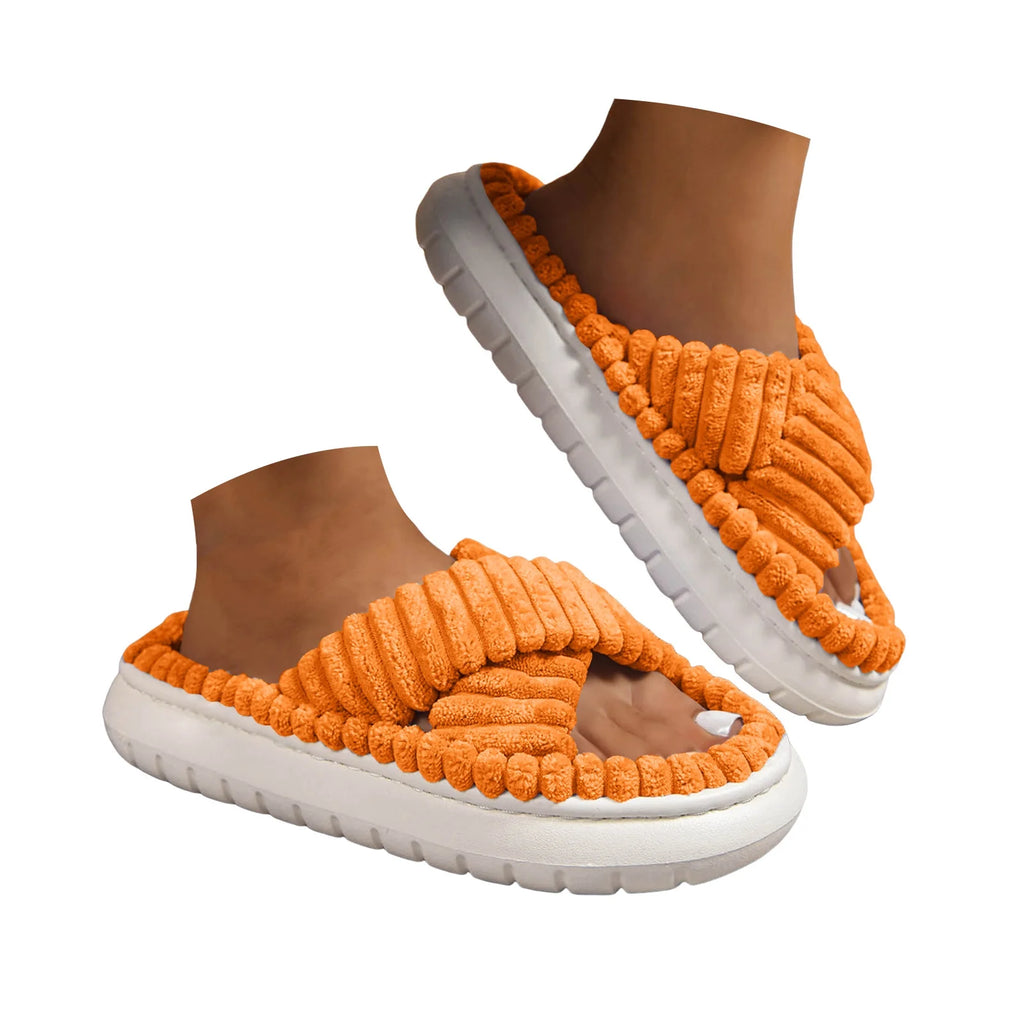Cushioned Arch-Support Open-Toe Platform Slippers
