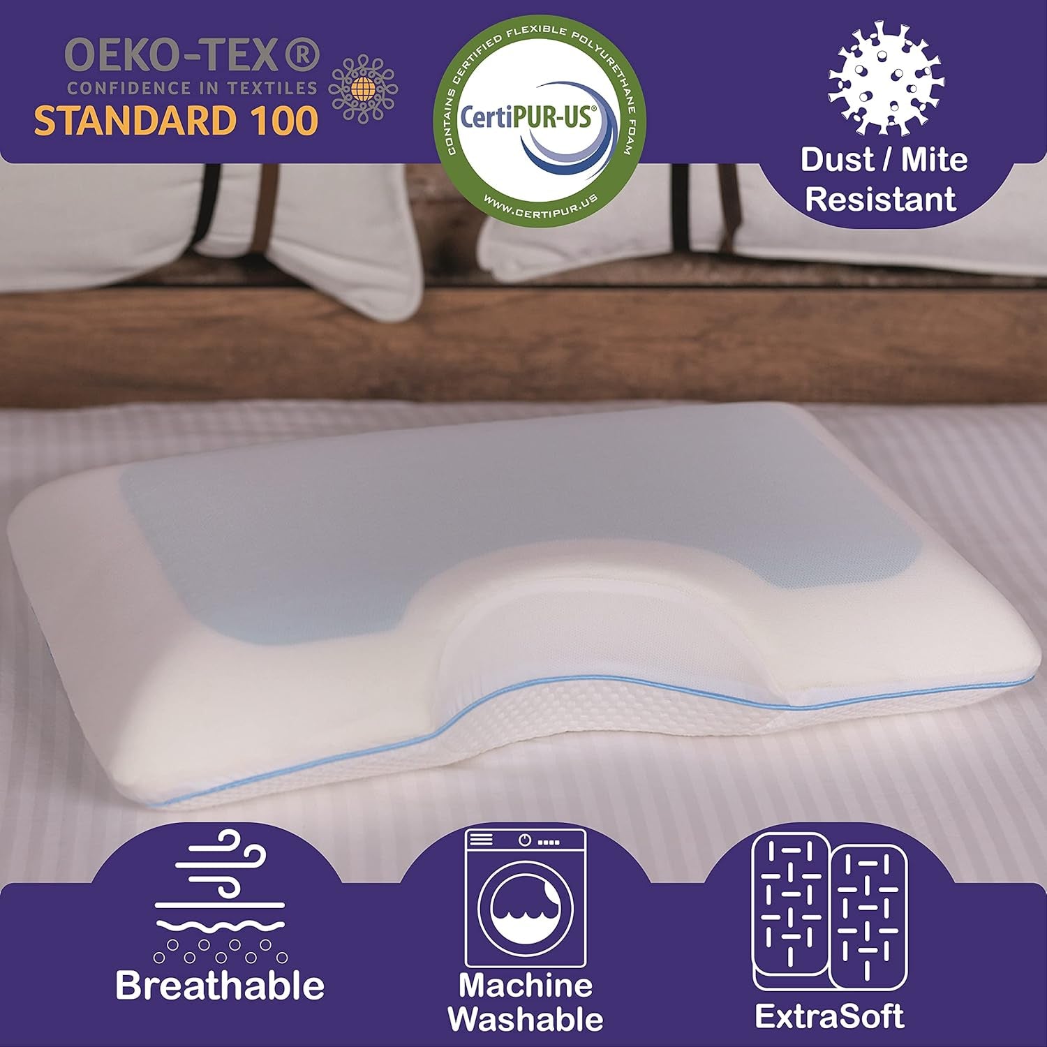 Cooling Gel Contoured Memory Foam Side Sleeper Pillow