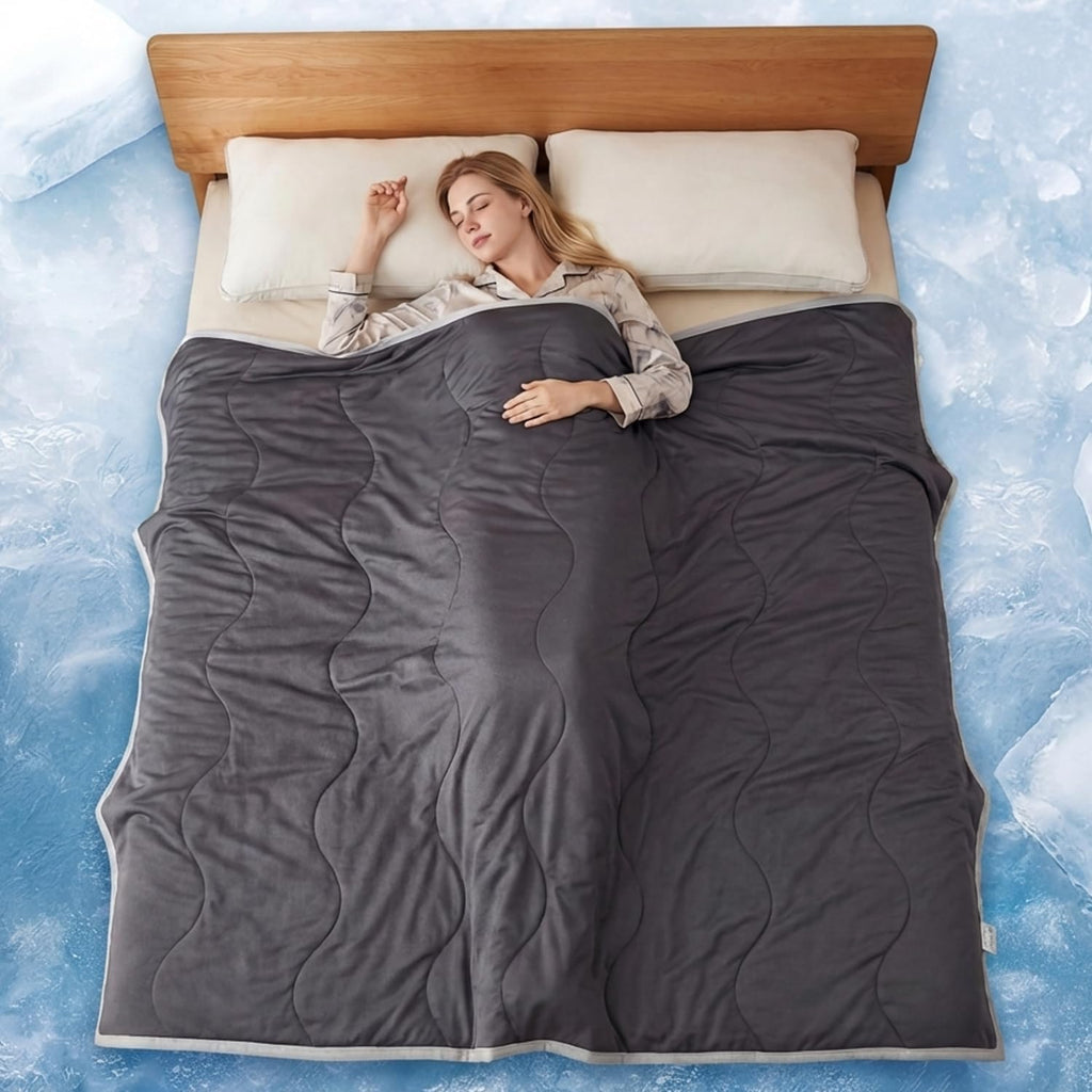 Gray Cooling Comforter Queen 90X102 Oversized, Cool Comforters for Hot Sleepers, Cold Blanket, Lightweight Summer Comforter, Cooling Quilt