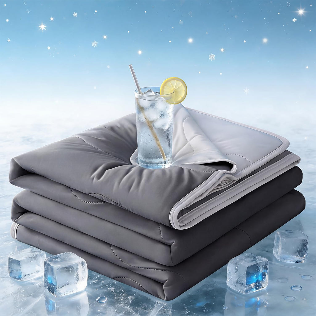 Gray Cooling Comforter Queen 90X102 Oversized, Cool Comforters for Hot Sleepers, Cold Blanket, Lightweight Summer Comforter, Cooling Quilt