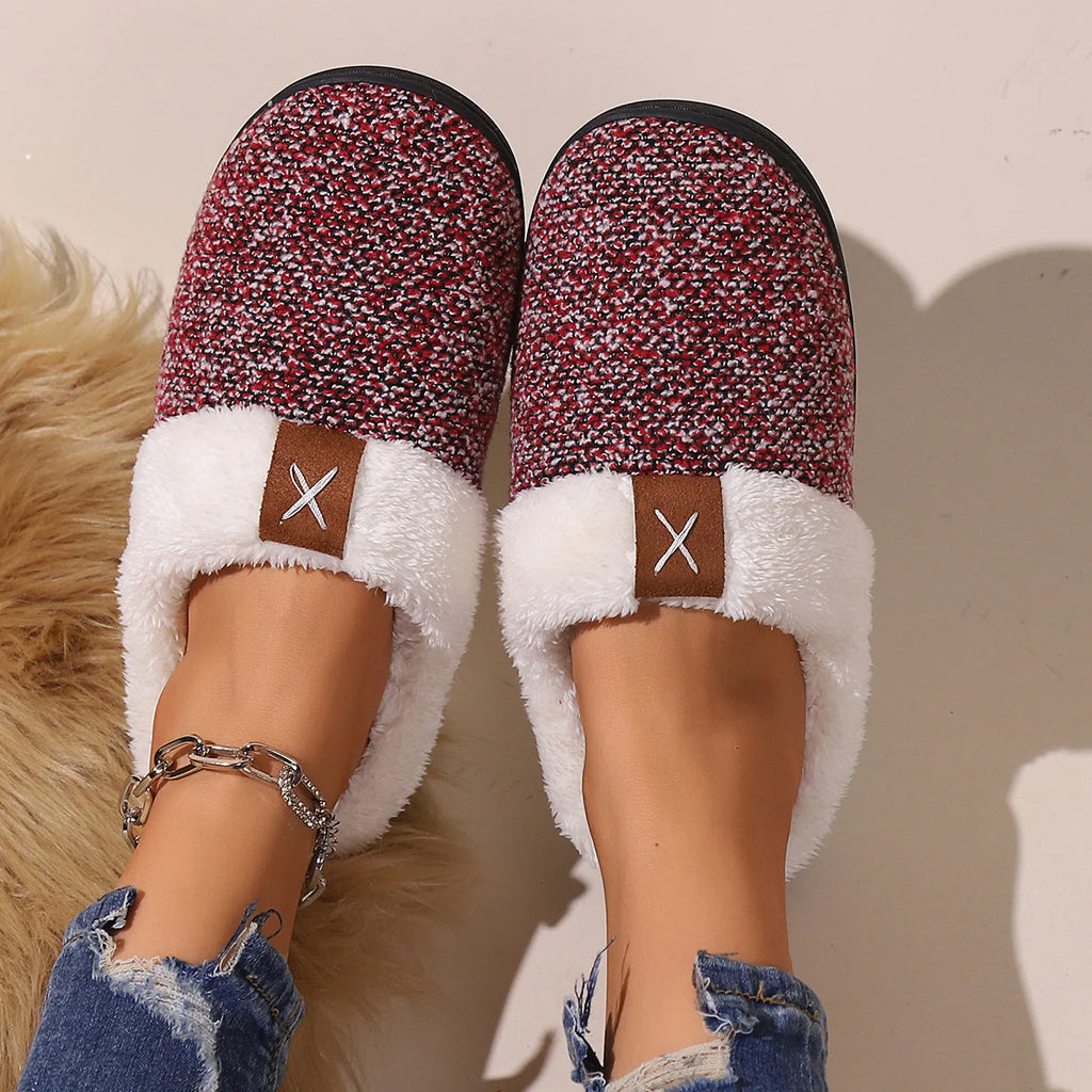 Plush Faux Fur Buckle Mule Slippers