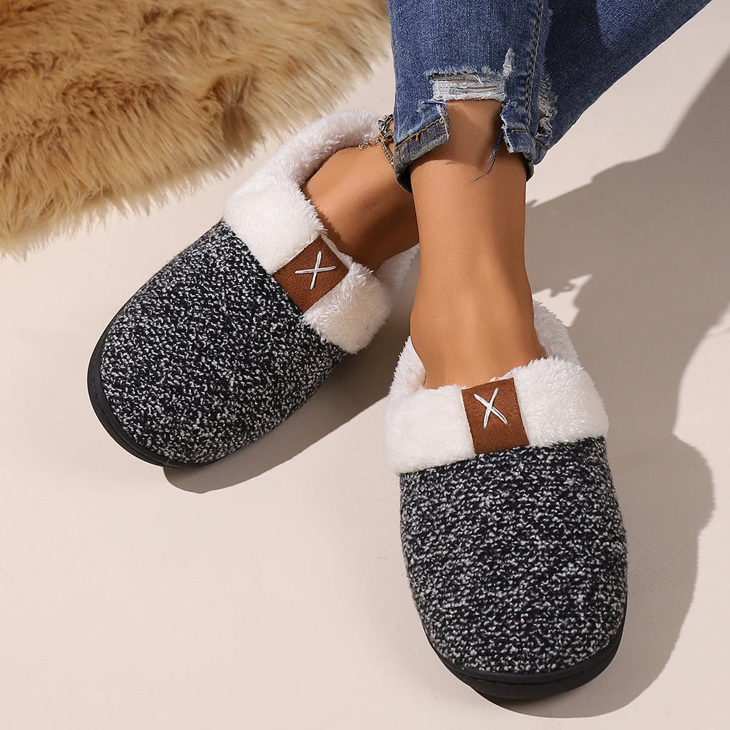 Plush Faux Fur Buckle Mule Slippers