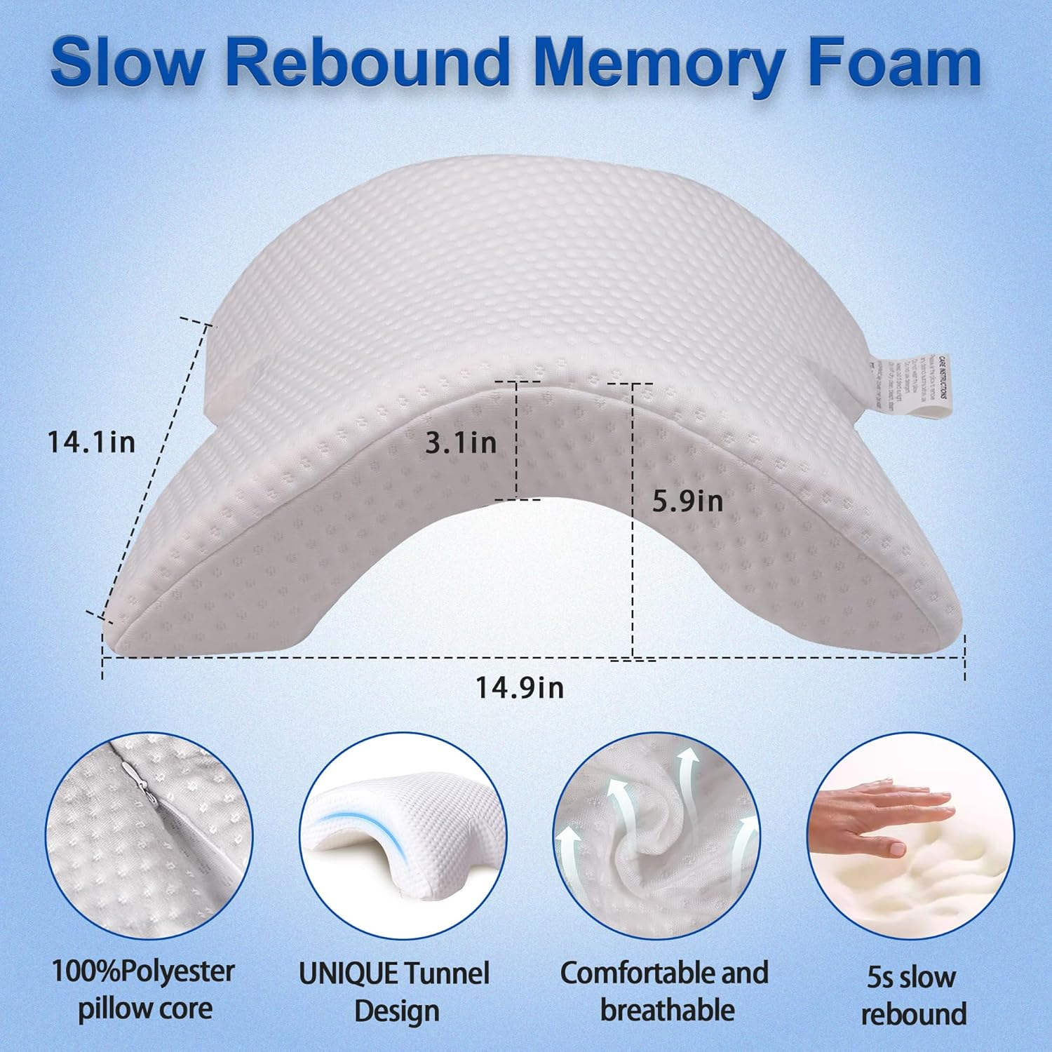 Arched Memory Foam Arm-Rest Cuddle Pillow
