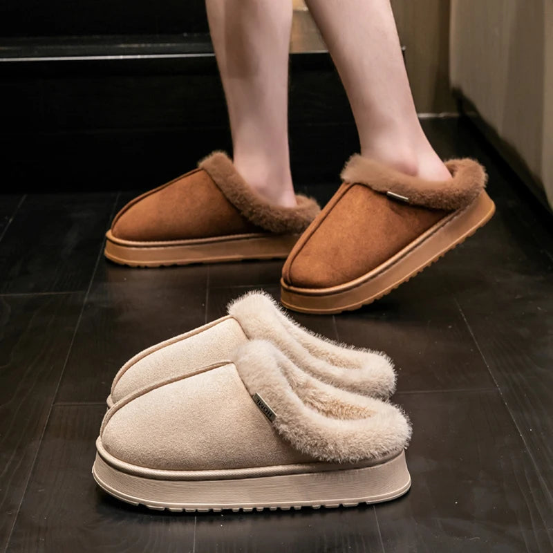 Women'S Winter Slippers Non-Slip Indoor House Shoes, Plush Fleece Lined Warm Cotton Slippers with Soft Sole for Home Comfort