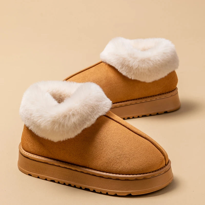 Women'S Winter Slippers Non-Slip Indoor House Shoes, Plush Fleece Lined Warm Cotton Slippers with Soft Sole for Home Comfort