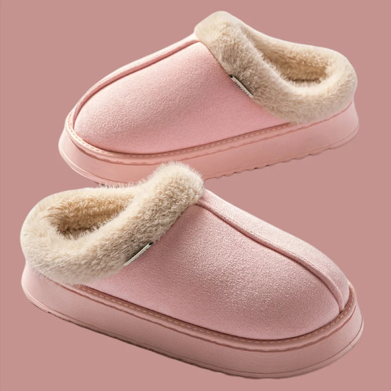 Women'S Winter Slippers Non-Slip Indoor House Shoes, Plush Fleece Lined Warm Cotton Slippers with Soft Sole for Home Comfort