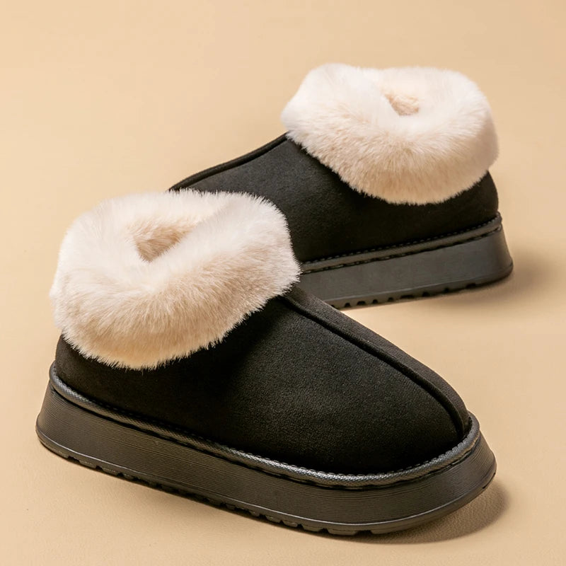 Women'S Winter Slippers Non-Slip Indoor House Shoes, Plush Fleece Lined Warm Cotton Slippers with Soft Sole for Home Comfort