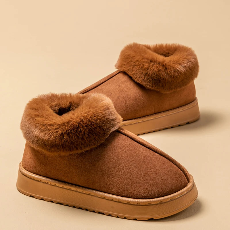 Women'S Winter Slippers Non-Slip Indoor House Shoes, Plush Fleece Lined Warm Cotton Slippers with Soft Sole for Home Comfort