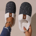 Plush Faux Fur Buckle Mule Slippers
