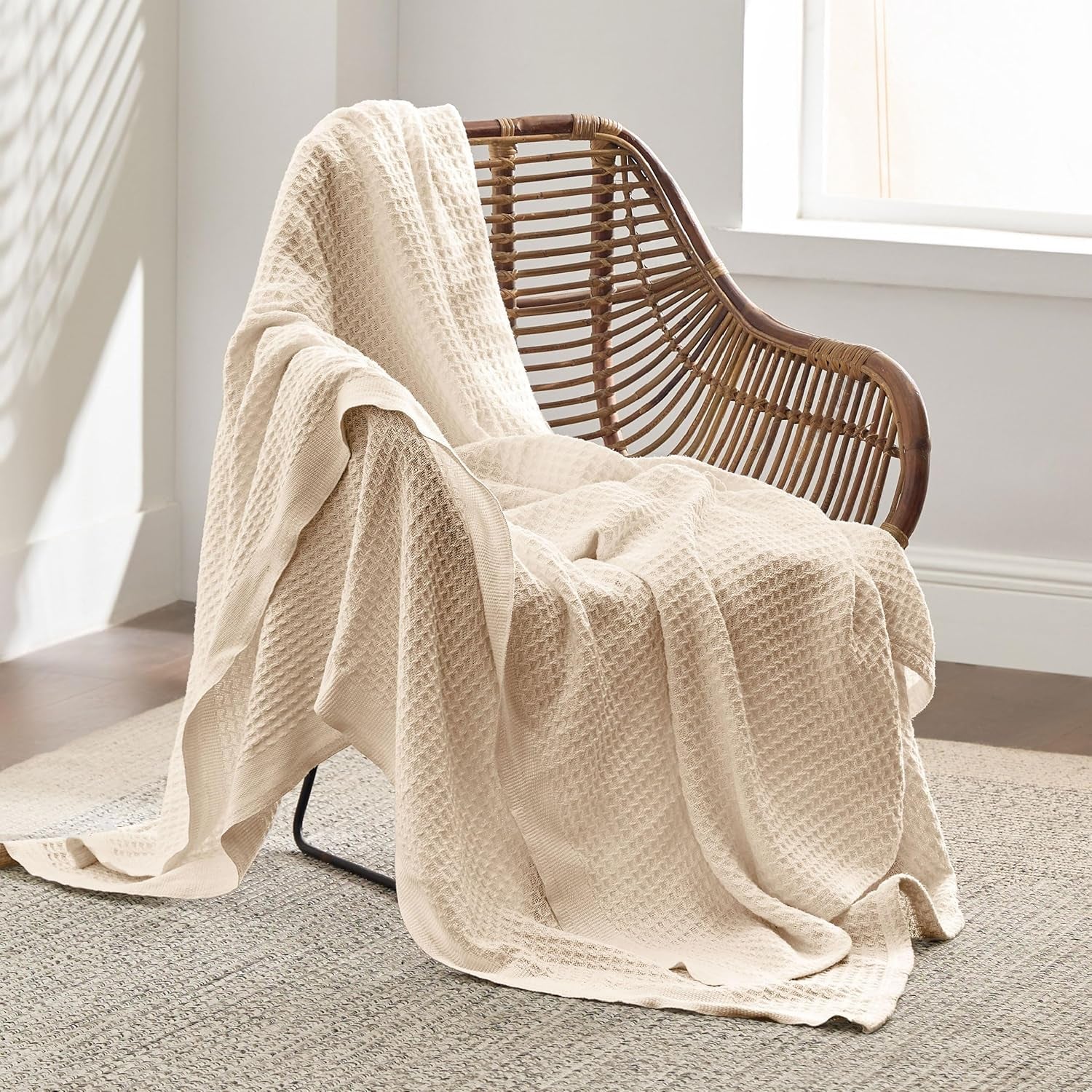 Cotton Waffle Weave Couch Throw Blanket