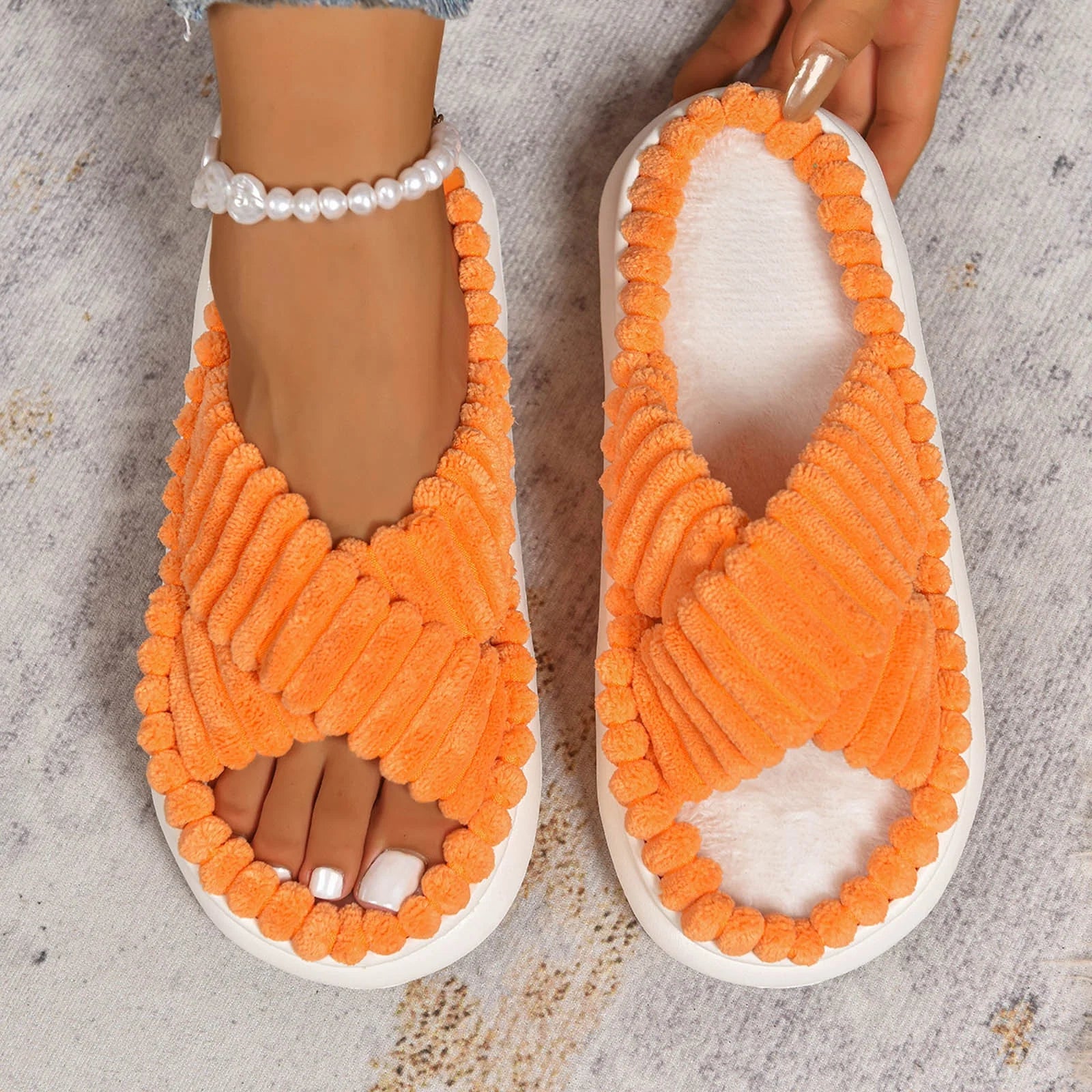 Cushioned Arch-Support Open-Toe Platform Slippers