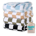 4-Pack Soft Checkered Baby Blankets