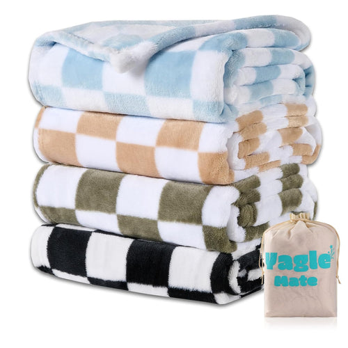 4-Pack Soft Checkered Baby Blankets