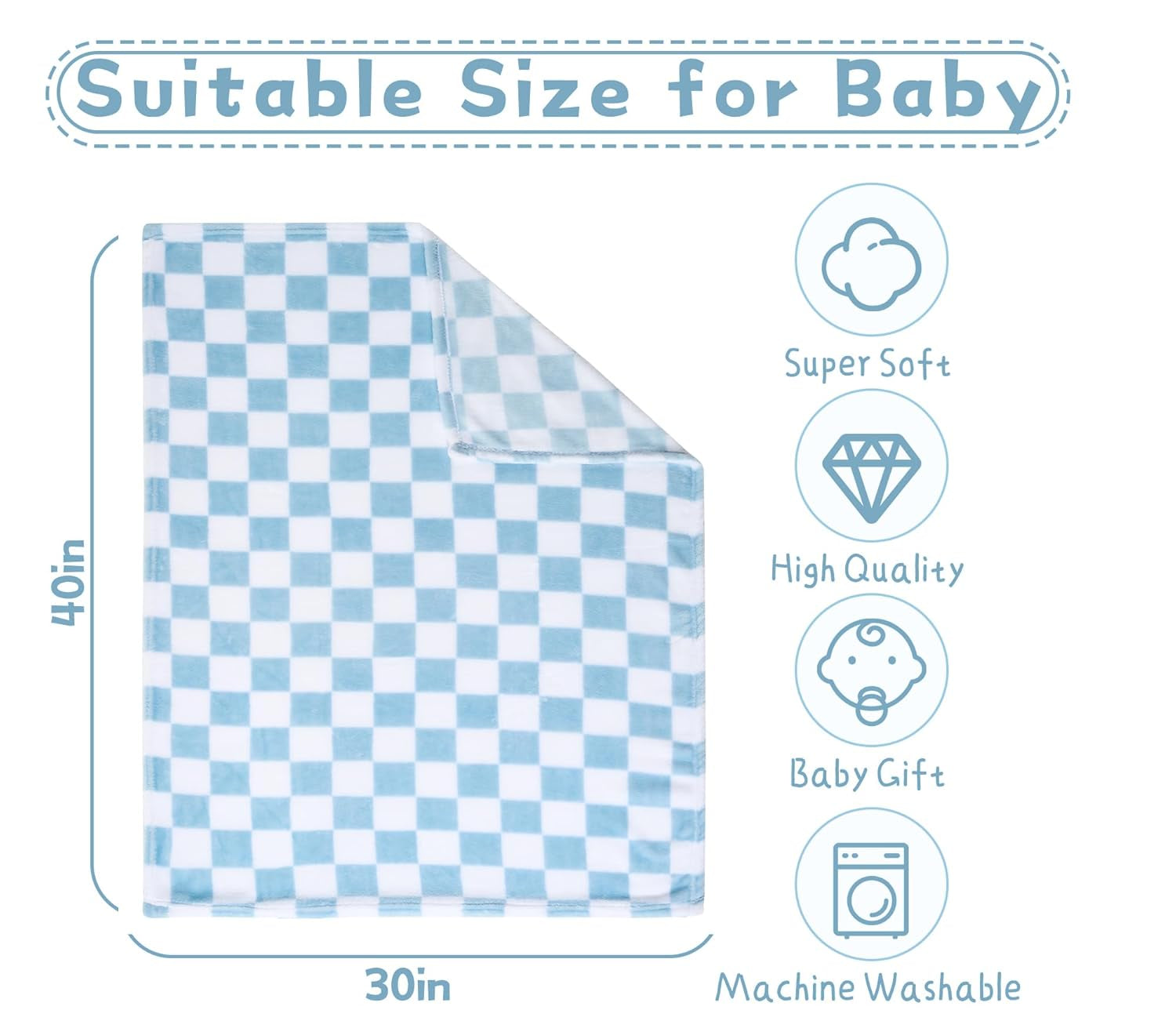4-Pack Soft Checkered Baby Blankets